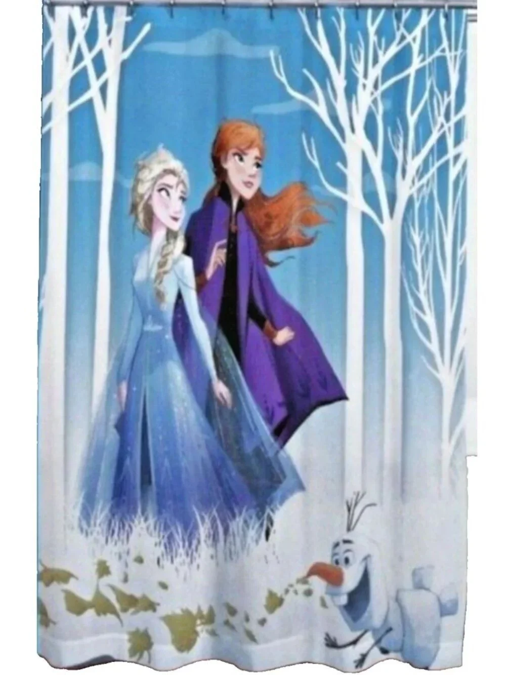 NWT Disney Frozen Elsa Anna Olaf Fabric Shower Curtain Hooks Set 13 Pc